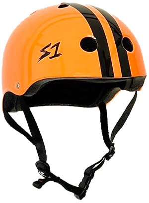 S1 Helmets Bright Orange With Black Stripes