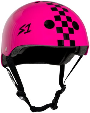 Casque S1 Lifer - Rose avec Damiers Noirs